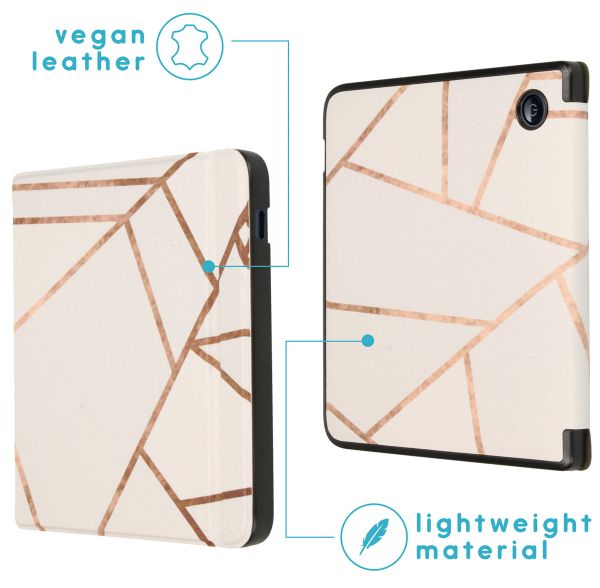 imoshion Design Slim Hard Case Sleepcover mit Stand Kobo Libra 2 / Tolino Vision 6 - White Graphic