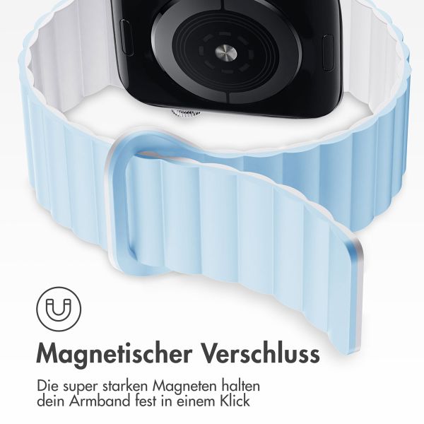 imoshion Magnetisches Silikonarmband für das  Apple Watch Series 1 t/m 11 / SE / Ultra (44/45/46/49 mm) - Blauw & Wit / Blue & White