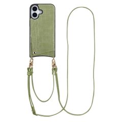 Selencia Nova Croco HandyHülle mit Kordel und Kartenhalter Apple iPhone 17 - Sage Green