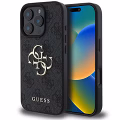 Guess 4G Metal Logo Back Cover für das Apple iPhone 16 Pro - Schwarz