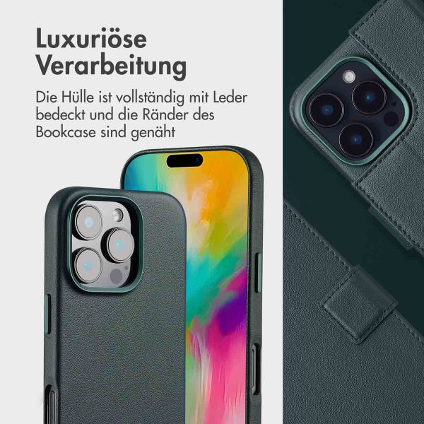 Accezz 2-in-1 Klapphülle aus Leder mit MagSafe für das iPhone 16 Pro Max - Cedar Green