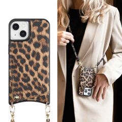 Selencia Nova Back Cover mit Kordel und Kartenhalter für das iPhone 13 - Leopard