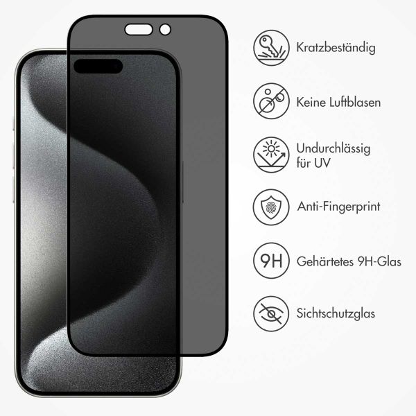 Accezz Privacy Displayschutz aus gehärtetem Glas Apple iPhone 15 Pro Max