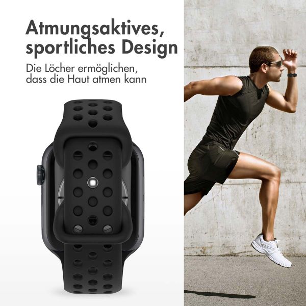 imoshion Sportarmband⁺ für die Apple Watch Series 1 bis 10 / SE / Ultra (2) (44/45/46/49 mm) - Größe M/L - Schwarz