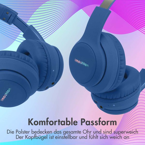 imoshion Kabellose Kinderkopfhörer LED Light - Dezibelbegrenzer - Mit AUX-Kabel - Cobalt Blue