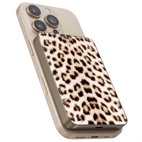 Selencia Vivid Powerbank 5.000 mAh - MagSafe und Qi - Desert Gold / Leopard