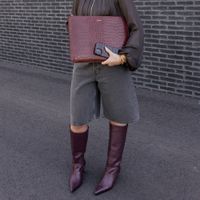 Selencia Croco Laptop Hülle 14 Zoll - Laptop Sleeve - Burgundy