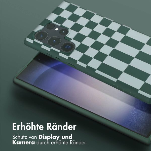 Selencia SilikonHülle design mit abnehmbarem Band Samsung Galaxy S23 Ultra - Irregular Check Green