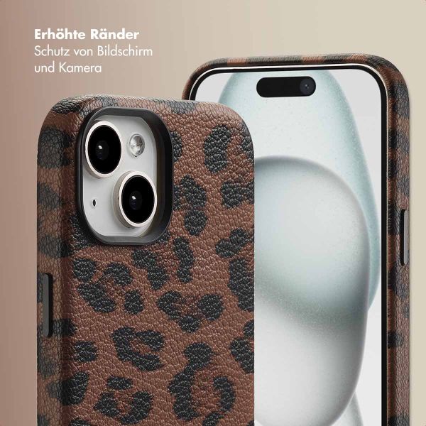 Selencia Sabi Backcover Leopardenmuster mit MagSafe Apple iPhone 15 - Mocha Brown
