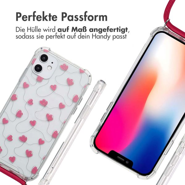 imoshion Design Hülle mit Band Apple iPhone 11 - Dusty Rose Connected Hearts