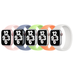 Apple 5 Pack Silikon Solo Loop für Apple Watch | 38/40/41/42 mm - Größe 7 - Light Pink/ Winter Blue/ Sprout Green/ Orange Sorbet/ White