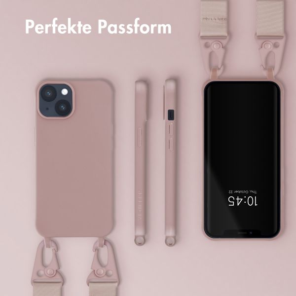 Selencia Silikonhülle mit abnehmbarem Band für das Apple iPhone 14 - Sand Pink