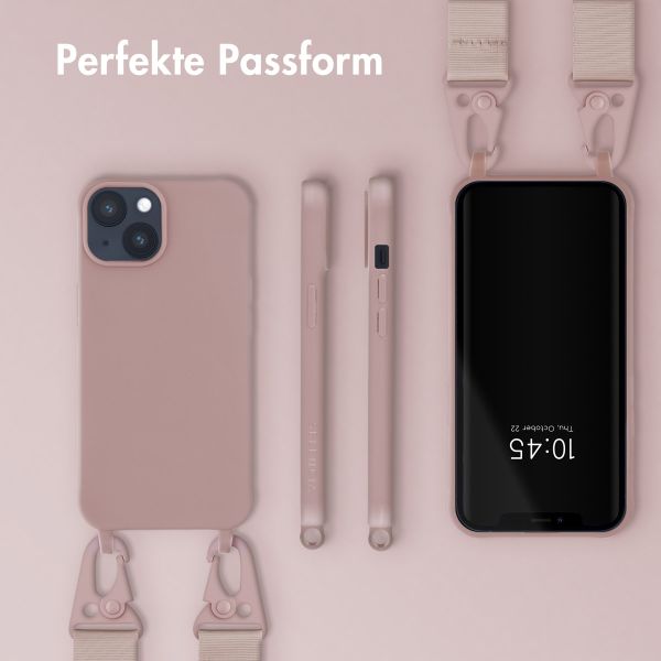 Selencia Silikonhülle mit abnehmbarem Band für das iPhone 14 - Sand Pink