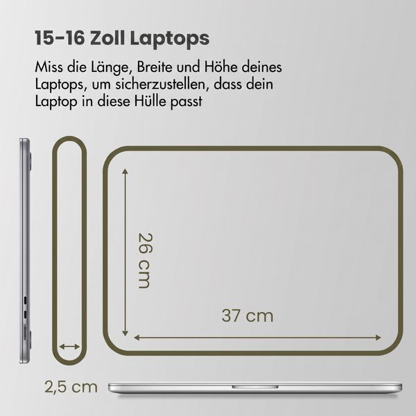 Accezz Laptop Hülle 15-16 Zoll - Laptop Sleeve - Dunkelgrün
