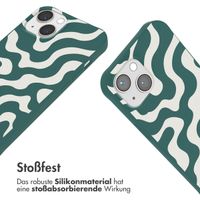 imoshion Silikonhülle design mit Band für das iPhone 13 - Petrol Green Groovy