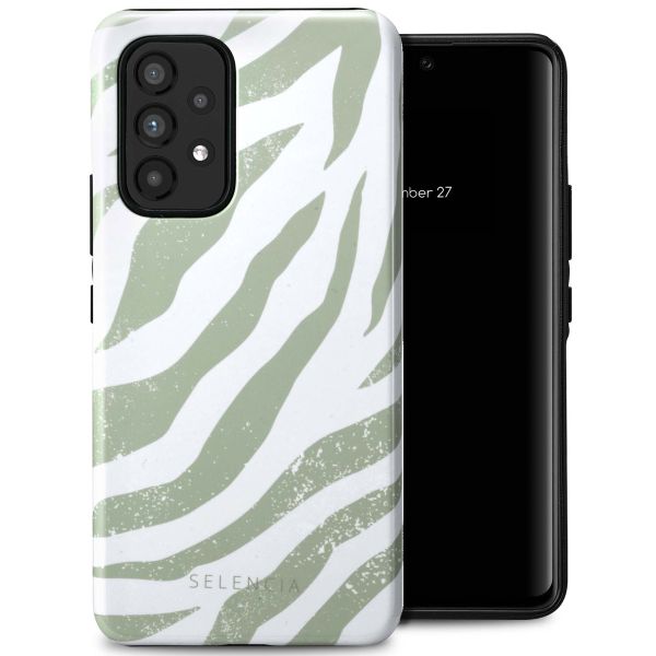 Selencia Vivid Tough Back Cover für das Samsung Galaxy A53 - Colorful Zebra Sage Green