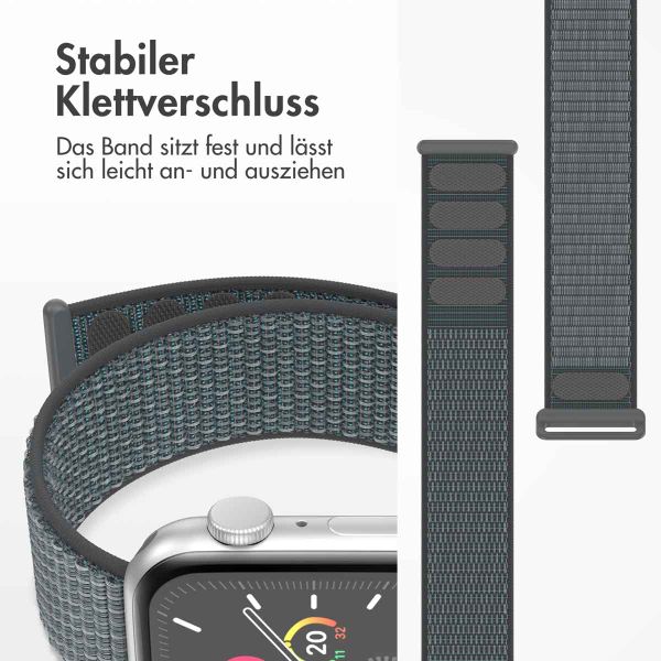 imoshion Nylonarmband für das  Apple Watch Series 1 t/m 9 / SE (38/40/41 mm) | Series 10 / 11 (42 mm) - Ash Green