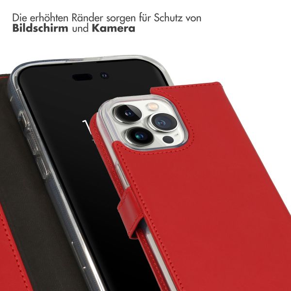 Selencia Echtleder Klapphülle für das iPhone 14 Pro Max - Rot