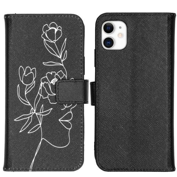 imoshion Design TPU Klapphülle für iPhone 11 - Woman Flower Black