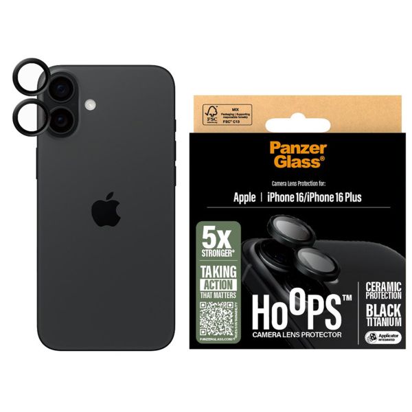 PanzerGlass Kameraprotektor Ceramic Hoops für das Apple iPhone 16 / 16 Plus