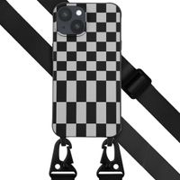 Selencia Silikonhülle design mit abnehmbarem Band für das Apple iPhone 14 - Irregular Check Black