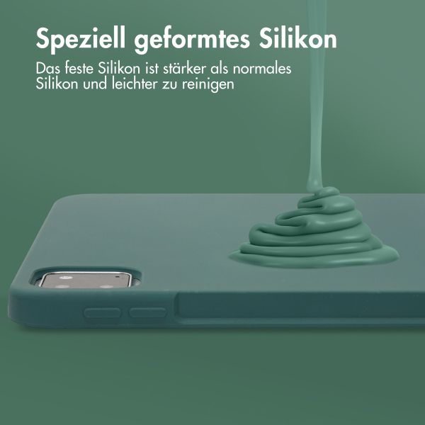 Accezz Liquid Silicone Back Cover mit Stifthalter Apple iPad Pro 11 (2022 / 2021 / 2020 / 2018) - Dunkelgrün