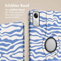 imoshion 360° drehbare Design Klapphülle Xiaomi Redmi Pad SE - White Blue Stripes