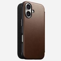 Nomad Modern Leather Folio Klapphülle für das iPhone 16 - Brown