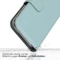 Selencia Echtleder Klapphülle für das Apple iPhone 16 Pro - Air Blue