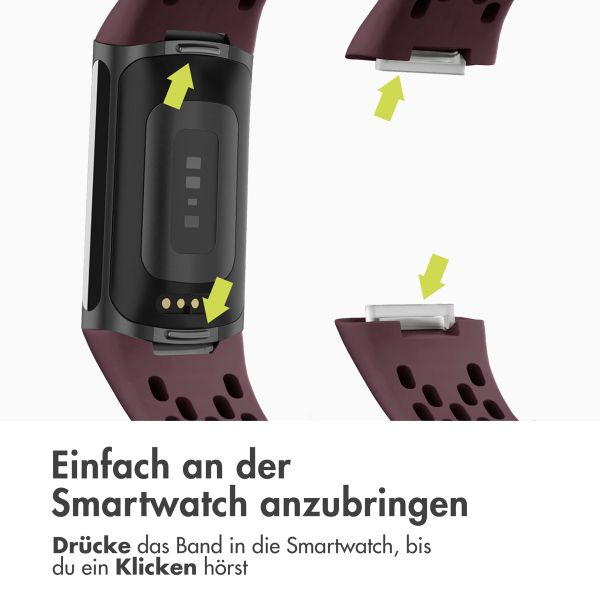 imoshion Silikon Sportarmband mit Löchern für die Fitbit Charge 5 / Charge 6 - Dunkelrot