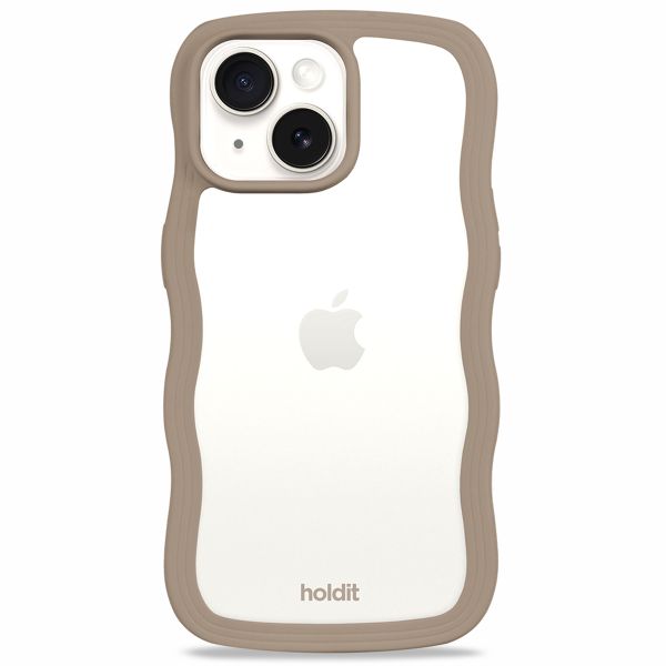 Holdit Wavy Case für das iPhone 13/14/15 - Mocha Brown / Transparent