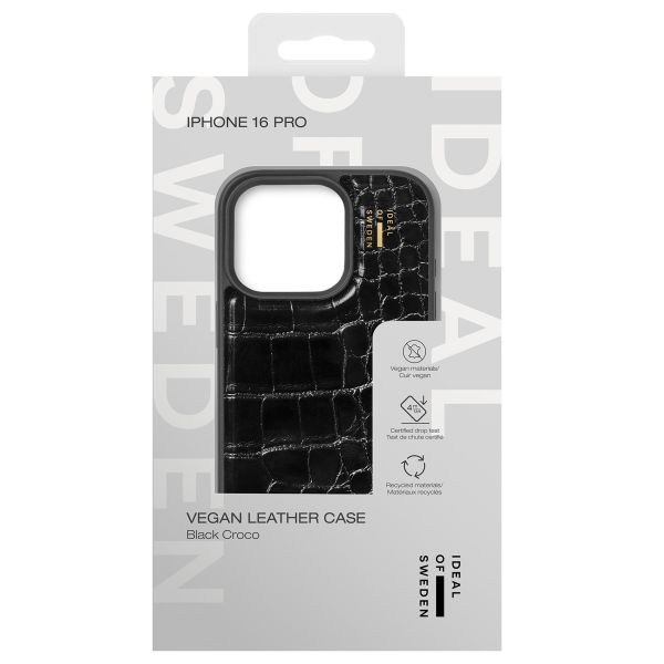 iDeal of Sweden Vegan Leather Back Cover für das iPhone 16 Pro Max - Black Croco