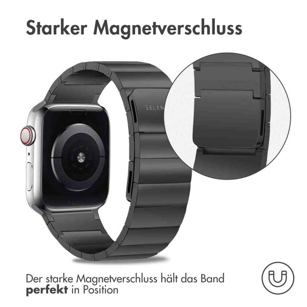 Selencia Edelstahl Magnetarmband für das Apple Watch Series 1 bis 9 / SE (38/40/41 mm) | Series 10 / 11 (42 mm) - Schwarz