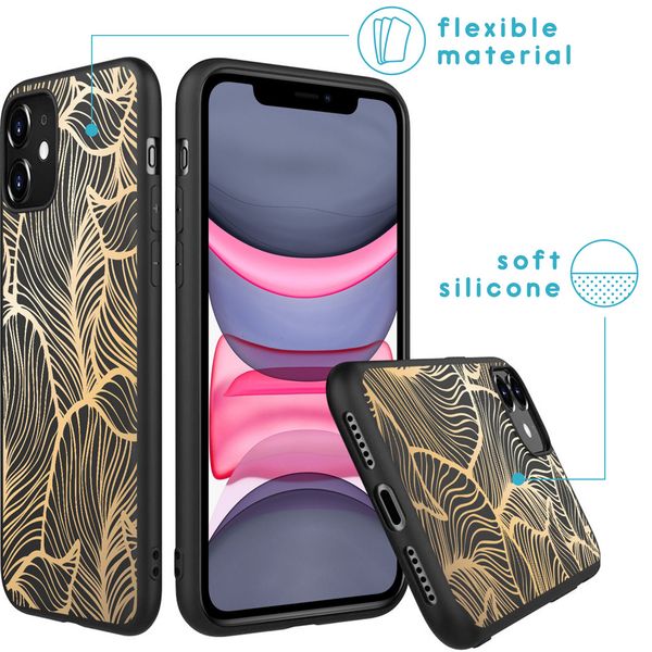 imoshion Design Hülle für das iPhone 11 - Blätter / Schwarz