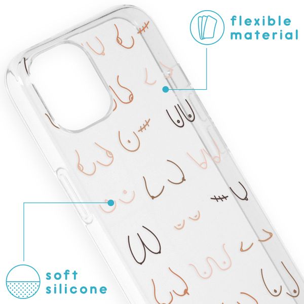 imoshion Design Hülle für das iPhone 13 - Boobs all over - Transparent