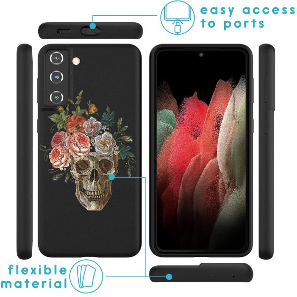 imoshion Design Hülle für das Samsung Galaxy S21 FE - Flower skull