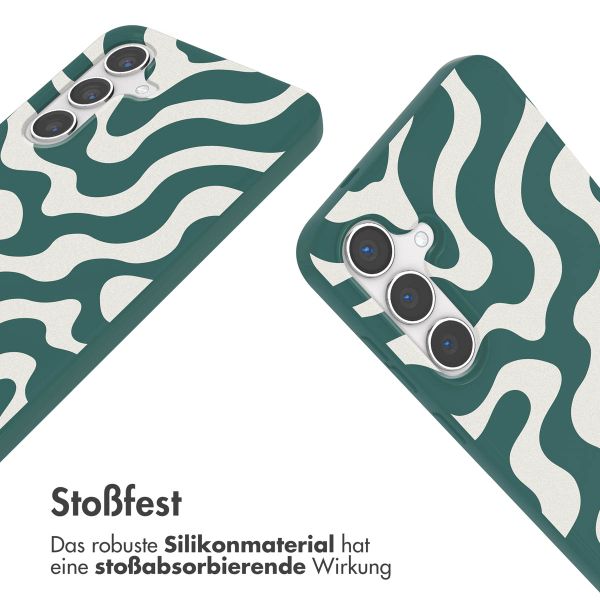 imoshion SilikonHülle design mit Band Samsung Galaxy S24 - Petrol Green Groovy
