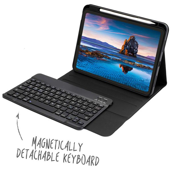 Accezz Bluetooth Keyboard Klapphülle Apple iPad 11 (2025) 11 Zoll A16 / iPad 10 (2022) 10.9 Zoll - QWERTZ / DE - Schwarz