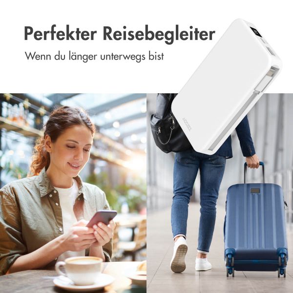 Accezz Powerbank 10.000 mAh mit integrierten Kabeln – Weiß