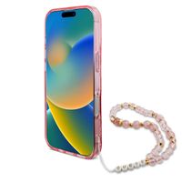 Guess MagSafe IML Flowers Case mit Beads Strap für das iPhone 16 Pro Max - Pink