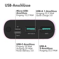 imoshion Powerbank - 20.000 mAh - Schnelles Aufladen und Power Delivery - Rosa