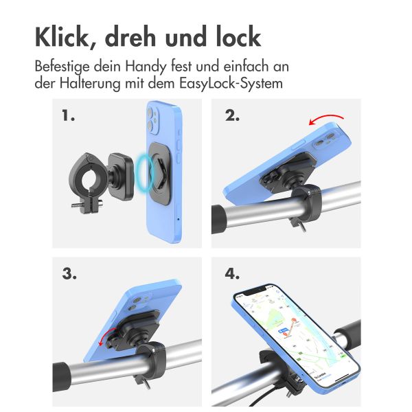 Accezz EasyLock handyhalterung Fahrrad - Inklusive Hülle für das iPhone 14 Pro - Aluminium - 360 Grad drehbar - Schwarz