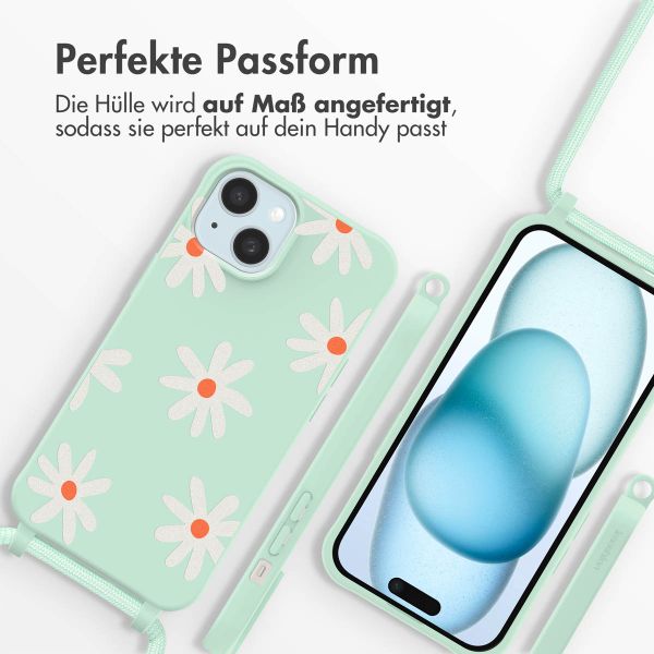 imoshion SilikonHülle design mit Band Apple iPhone 15 - Green Flower Distance