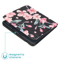 imoshion Design Slim Hard Case Sleepcover mit Stand Kobo Libra 2 / Tolino Vision 6 - Blossom Watercolor Black