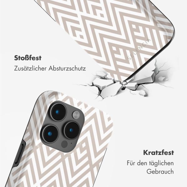 Selencia Vivid Tough Back Cover mit MagSafe für das iPhone 15 Pro Max - Beige Zigzag