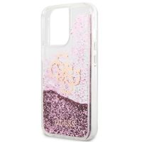 Guess 4G Logo Liquid Glitter Back Cover für das iPhone 13 Pro Max - Pink