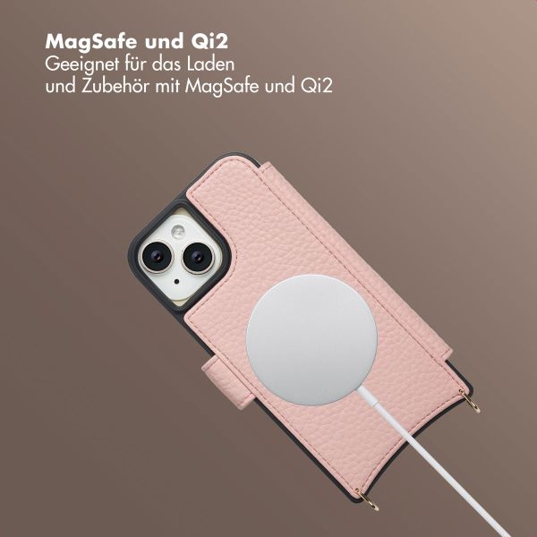 Selencia Riva Bookcase mit MagSafe und Handgelenkband Apple iPhone 15 - Old Pink