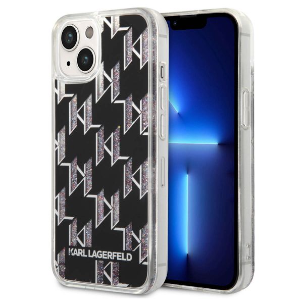 Karl Lagerfeld Liquid Glitter Cover Monogram für das iPhone 14 - Schwarz