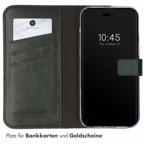 Selencia Echtleder Klapphülle iPhone 14 Pro Max - Grün