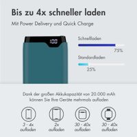imoshion Powerbank - 20.000 mAh - Schnelles Aufladen und Power Delivery - Petrol Green